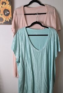 Lane Bryant Short Sleeve Tees - Pink and Light Mint